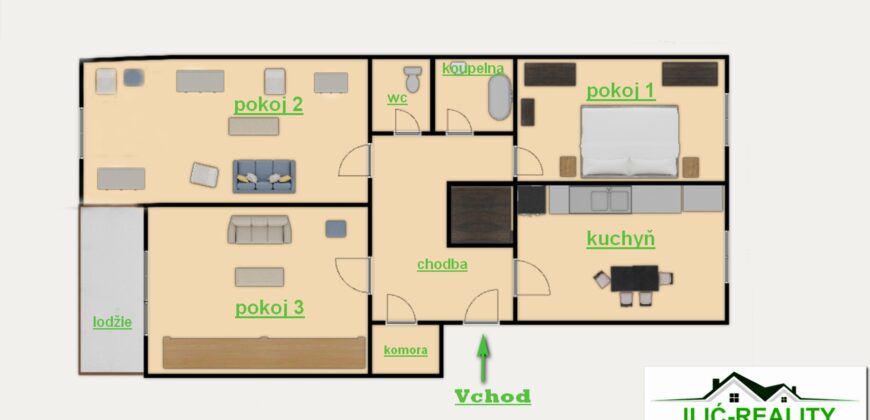 PRODÁNO – Prodej bytu 3+1 72 m² Žitná, Plzeň – Křimice
